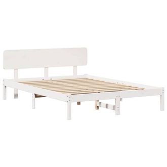 Berkfield Home Bed Frame with Headboard White 140x200 cm Solid Pine Wood