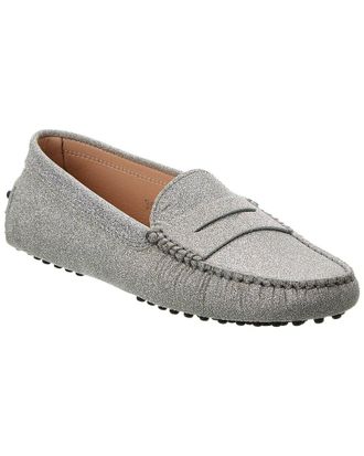 ＊TOD'S＊Gommini Silver sandals Woman SILVER Gommino Driving Shoes in Leather