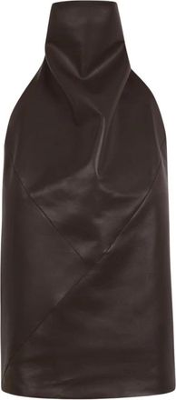 Cortana Tulip Halter Top - Dames - Tops zonder mouwen - Bruin - S - Leer - Tops