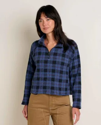 Toad & Co Womens Kennicott 1/4 Zip in Black Plaid at Nordstrom, Size Small