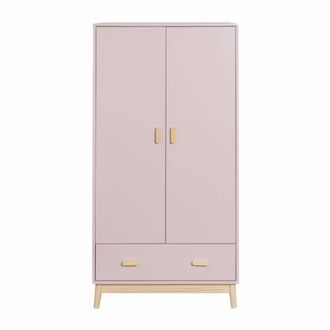 Mobili Rebecca Armario para ni&ntilde;os con 2 puertas y 1 caj&oacute;n de mdf rosa