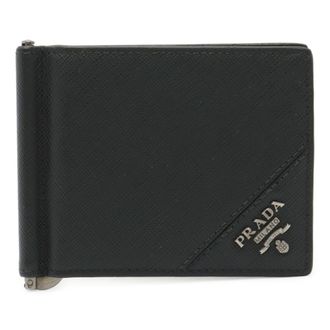 Prada Saffiano Black Nero Saffiano Metal Saffiano Metal Bill Wallet (Bi-Fold) (Pre-Owned)