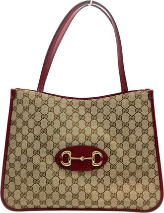 Gucci Beige Gg Canvas Leather Tote Bag (Pre-Owned)