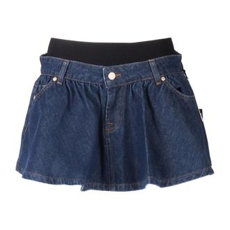 7 For All Mankind Short Skirts, female, Blue, Size: W27 Banded Mini Skirt