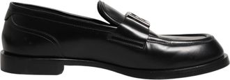 Dolce & Gabbana Black Leather DG Plaque Loafers Dress Mens Shoes