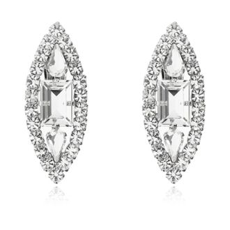 Alessandra Rich Earrings, female, Gray, Size: ONE SIZE Crystal Clip-On Earrings
