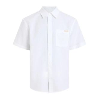 Calvin Klein J30J327296 Shirt met korte mouwen - Heren - Korte mouwen Overhemden - Wit - M - Katoen - Overhemden
