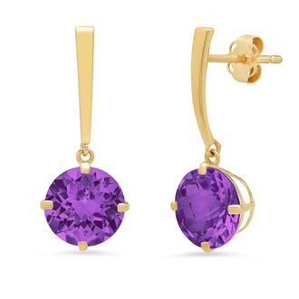 MAX + STONE 14k Yellow Gold Solitaire Round-Cut Gemstone Drop Earrings (8mm)