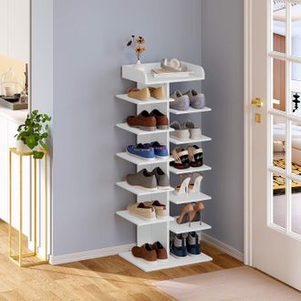 Woltu Zapatero De Madera De 12 Niveles Que Ahorra Espacio, Blanco - Woltu