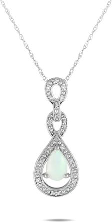 Luxury Bazaar Collana in oro bianco 14 carati con diamanti e opale - Argento