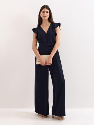 Phase Eight Kallie Frill V-Neck Jumpsuit in Navy at Nordstrom, Size 10