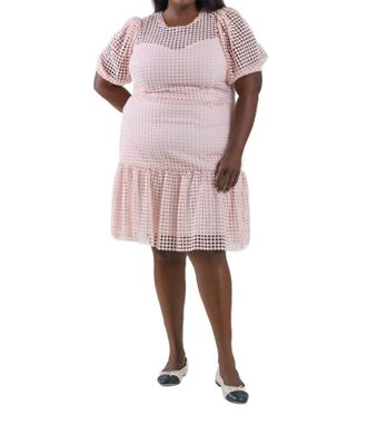 Donna Morgan Imani Crochet Lace Dress In Blush