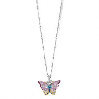 Brighton Kyoto In Bloom Petite Butterfly Pendant Silver Short Necklace In Multi