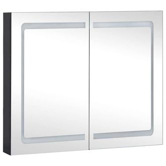 Berkfield Home LED Bathroom Mirror Cabinet 80x12.2x68 cm in Black