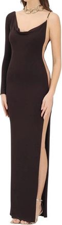 Elisabetta Franchi Abito lungo monospalla - Dames - Avondkleed - Bruin - L - Kleedjes