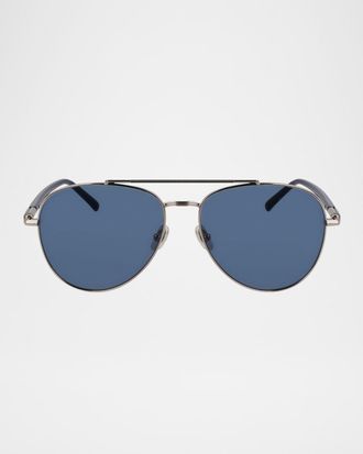 Ferragamo Men & apos;s SF316S Prisma Metal Aviator Sunglasses