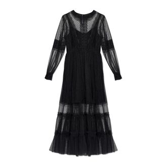 AllSaints Maxi Dresses, female, Black, Size: 2XS Nita Mesh Maxi Dress