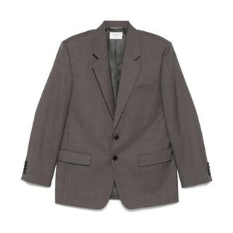 Saint Laurent Blazers, male, Gray, Size: L Wool Chin&egrave; Jacket