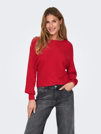 Only Strickpullover ONLY ONLADALINE L/S SHORT PULLO KNT NOOS, Damen, Gr. L, goji berry, Strick, Obermaterial: 80% Viskose, 20% Nylon, unifarben, regular fi