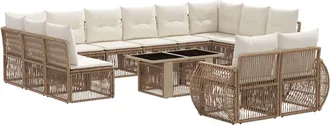 vidaXL Conjunto De Sof&aacute;s De Jard&iacute;n 13 Uds. Beige Y Blanco Crema Vidaxl