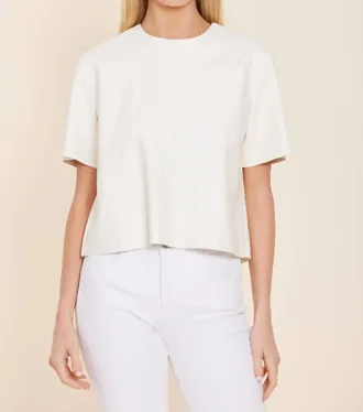 Dolce Cabo Faux Leather Cropped Shirt In Creme