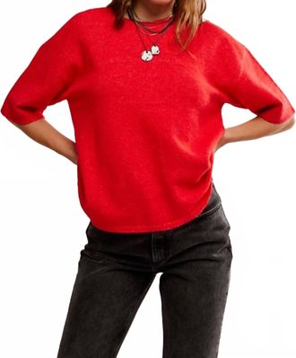 Free People Cane Short Sleeve Sweater Top In Cherry Pop Melange