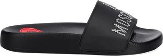 Love Moschino Slippers verfraaid met stras - Zwart