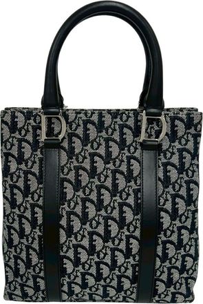 Dior Black Canvas Leather Handbag Tote Bag (Pre-Owned)