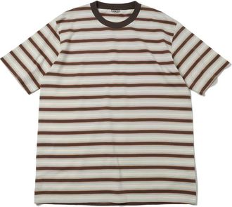 Auralee gestreiftes Baumwoll-T-Shirt