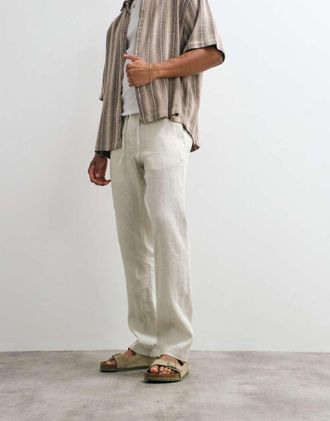 GANT Pantaloni regular fit in lino beige deserto-Neutro