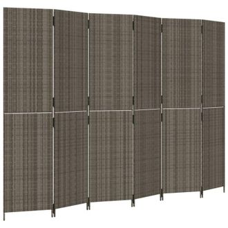 vidaXL Divisorio per Ambienti a 6 Pannelli Grigio in Polyrattan - Vidaxl
