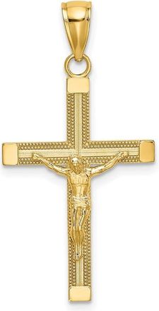 Diamond2Deal 14k Gold Polished Textured Crucifix Charm