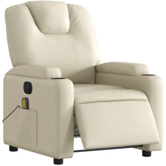 vidaXL Vidaxl - Sill&oacute;n De Masaje Reclinable El&eacute;ctrico Cuero Sint&eacute;tico Crema