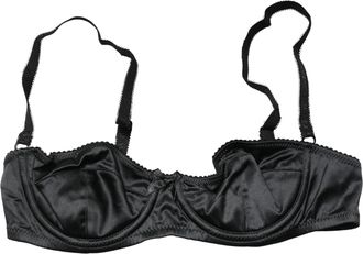 Dolce & Gabbana Womens Black Semi-Pad Underwire Balconette Bra Underwear Elastane Silk Clothing