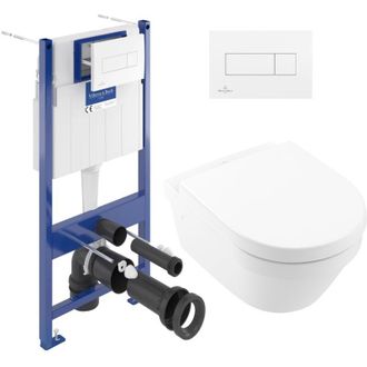 Villeroy & Boch Pack Wc Con Bastidor Villeroy&boch Taza Architectura Sin Bridas Con Fijaciones Invisibles + Asiento Duroplast + Placa Blanca