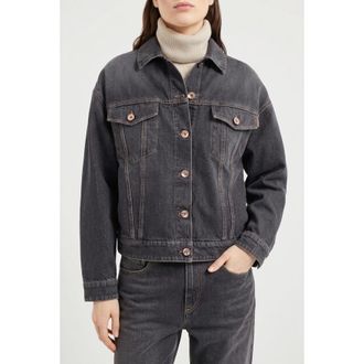 Brunello Cucinelli Black Denim Boxy Jacket, Brand Size 40 (US Size 6)
