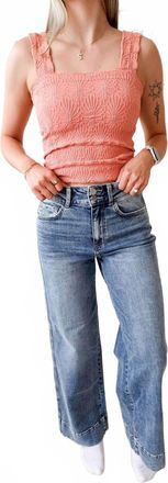 Flying Monkey Super High Rise Trouser Hem Wide Jean In Denim