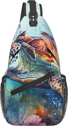 Generic Turtle Sea Swimming Shoulder Bag Anti Theft Crossbody Bag With Zipper Sling Backpack For Workout Runner Sports