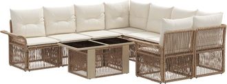 vidaXL Conjunto De Sof&aacute;s De Jard&iacute;n 9 Uds. Beige Y Blanco Crema Vidaxl