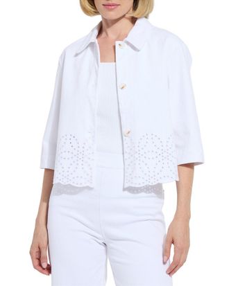 Lyss&eacute; Gem Eyelet Embroidered Jacket