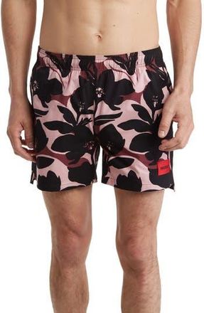 BOSS Dushi Swim Trunks in Pink/Black at Nordstrom Rack, Size Xx-Large