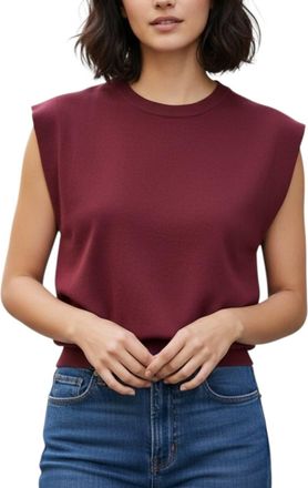 Entro Sleeveless Tee Top In Burgundy