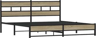 vidaXL Metal Bed Frame without Mattress Sonoma Oak 193x203 cm Vidaxl