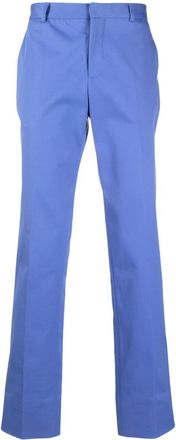 Moschino logo-embroidered tailored trousers - men - Cotton/Elastane/Cupro/Acetate - 54 - Blue