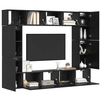 Berkfield Home TV Cabinet 8 pcs Black oak 80 x 30 x 30.5 cm Engineered wood