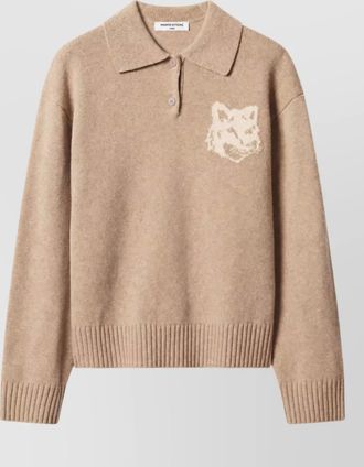 Maison Kitsun&eacute; wool intarsia-knit fox head polo jumper