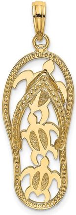 Diamond2Deal 14k Yellow Gold Triple Turtle Flip-Flop Charm