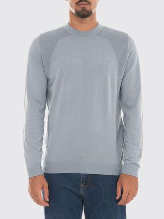 HUGO BOSS Maglia girocollo in misto cotone con maniche lunghe e bordi a costine