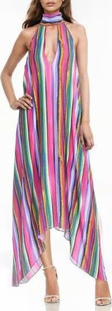 Badgley Mischka Stripe Shark-Bite Hem Sundress in Green Multi at Nordstrom Rack, Size 10
