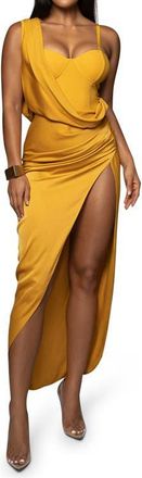 JLUXLABEL Kristiana Bustier Satin Gown in Yellow at Nordstrom, Size Xx-Large